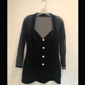 Tadashi for Lillie Rubin Black Velvet Large Blouse